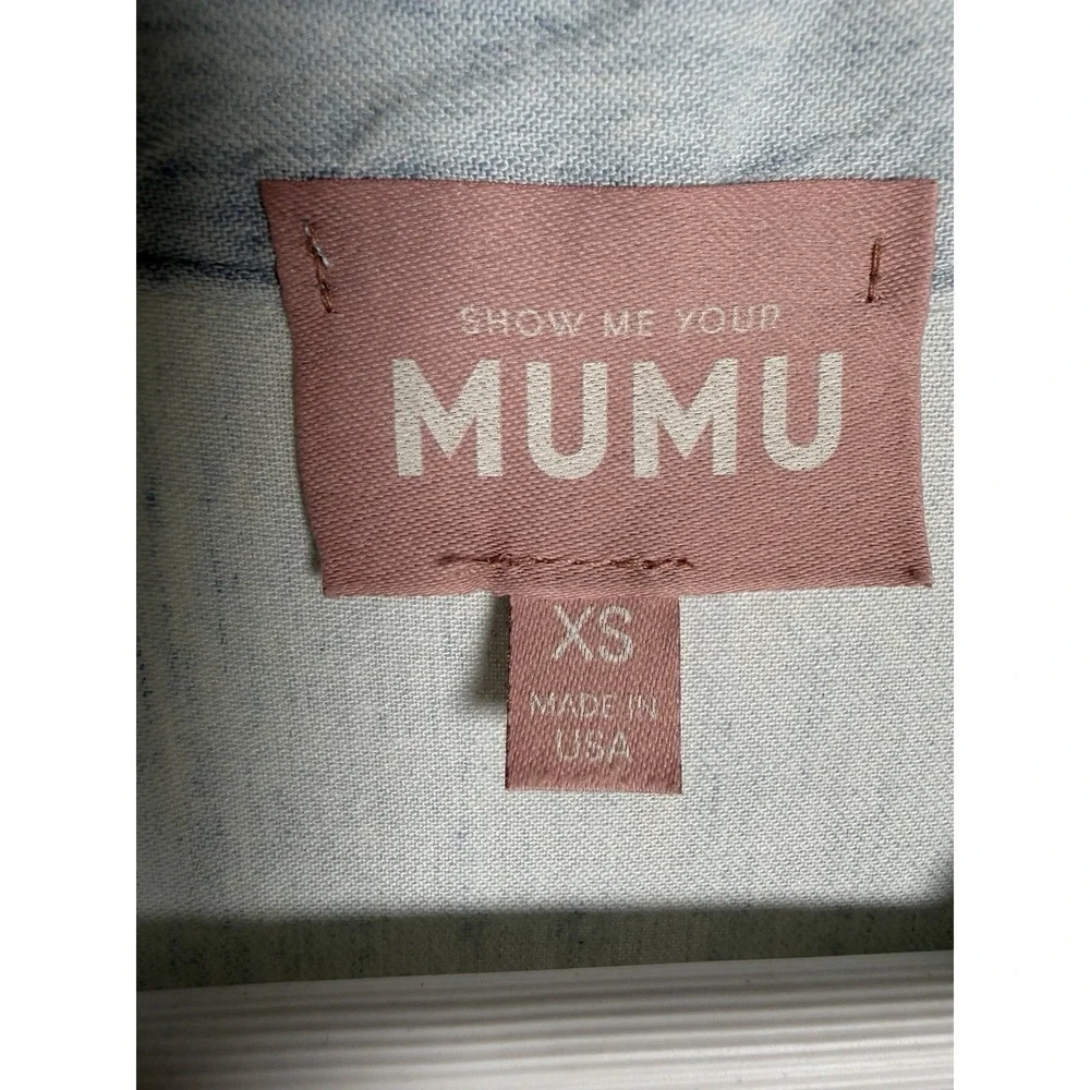 Show Me Your Mumu Size XS Horton Denim Chambray Romper Shore Blue Linen Blend